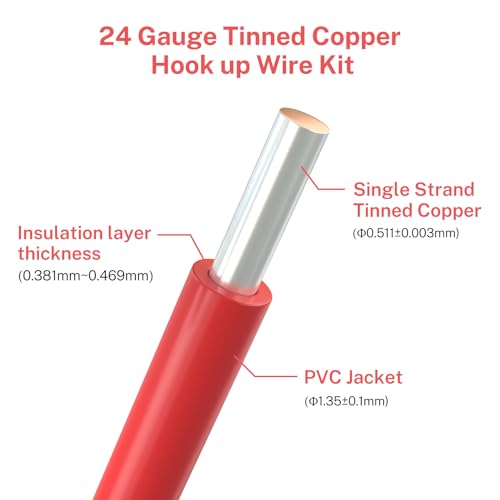 Image of FIRMERST 24 Gauge 40 Feet Solid Core Tinned Copper Hook up Wire Kit - 8 Colors