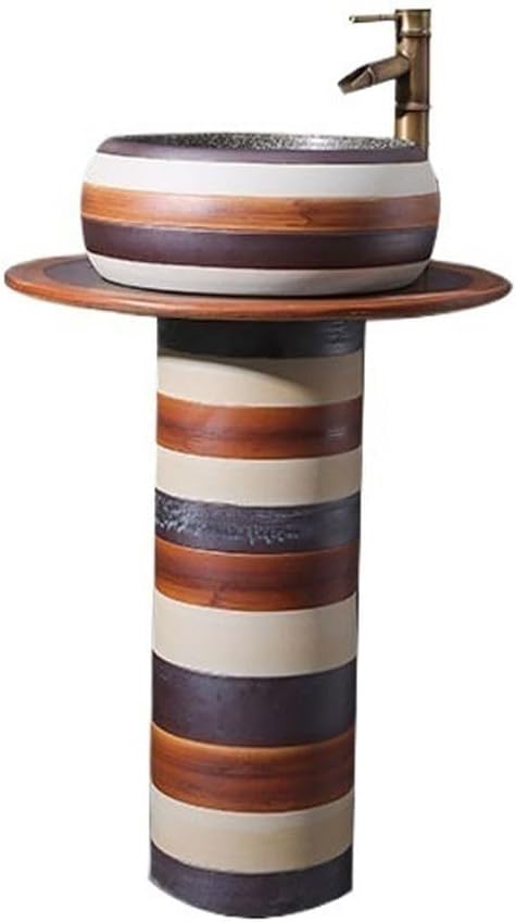 Pedestal Sinks Column Wash Basin Integrated Floor-Standing Bathroom Balcony Outdoor Garden Sink (A)