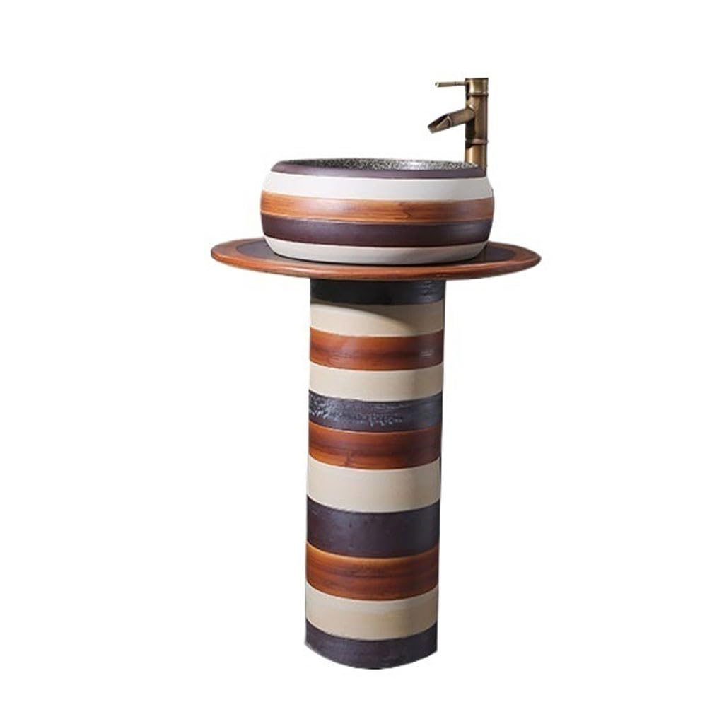 WDSOPK Pedestal Sinks Column Wash Basin Integrated Floor-Standing Bathroom Balcony Outdoor Garden Sink