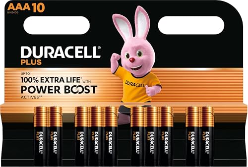 10X Pilas Duracell AAA Plus Power Boost, hasta un 100% más de duración (1 blíster de 10 Pilas) 10 Pilas AAA (LR03/MN2400)