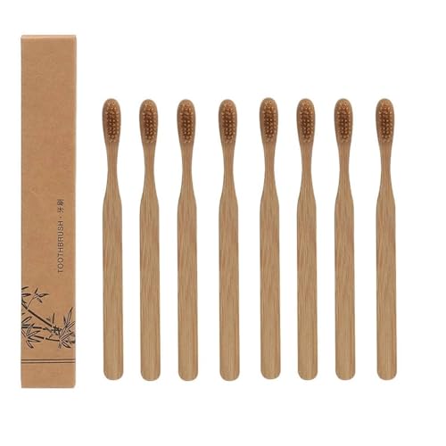 8 Pcs Bamboo Toothbrush Set, Biodegradable, Eco-Friendly