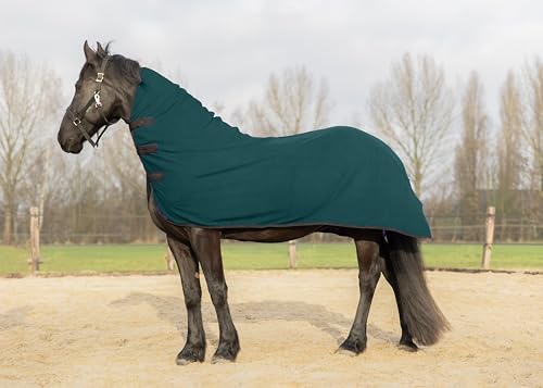 Image of RESISTANCE Fleece Contour Horse Cooler - Anti-Sweat Moisture Wicking, 3 Quick-Grip Neck Closures, Tail Cord, Durable Hemmed Edges, Polar Soft Fleece, Post-Exercise Cool Down