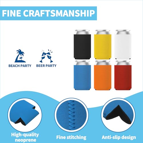 WHTCHSU 6 Pack 12oz Can Coolers, Customizable Bulk Sublimation Insulated Foam for Beer, Cold Soda Insulator, Standard Can Coolier Sleeves, Beer Bottle Sleeves - Thumbnail 4