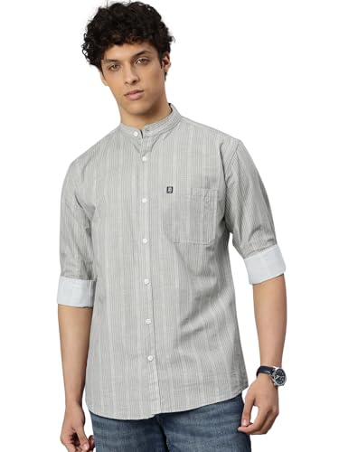 Image of Majestic Man Men's Pure Cotton Mandarin Collar Slim Fit Casual Shirt