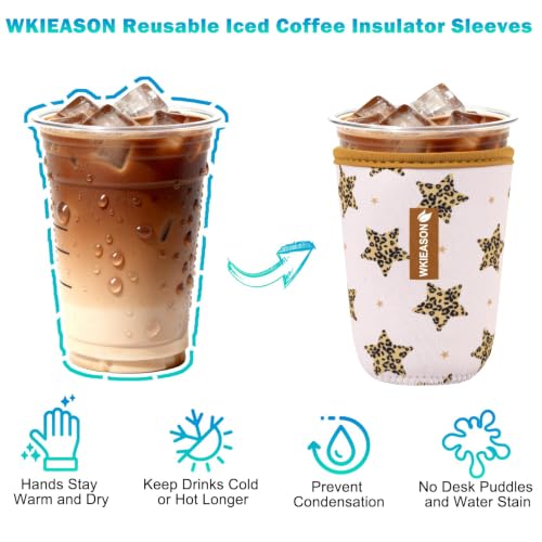 Image of WKIEASON Iced Coffee Sleeve Teacher Cup Sleeve & Ceramic Coaster Gift Set