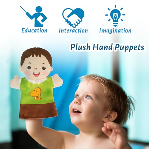 6 Pcs Family Hand Puppets for Kids 9.8 Inch Family Members Puppet Set Mom, Dad, Grandparents, Brother, Sister Soft Plush Hand Puppet Theater Plush Toys for Toddlers Ages 1-3, 4-8 Story Role Play - Thumbnail 6