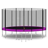 Baunsal® Trampolin Outdoor Ø 427 cm (EXD) pink als Komplettset mit Federabdeckung, Sprungmatte, Netz und Leiter - Gartentrampolin Spielzeug für Kinder