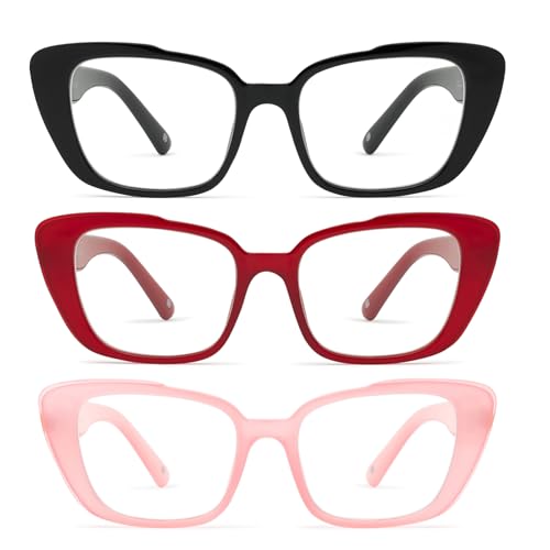 GiGimuna Blue Light Blocking Glasses for Woman Men,Bluelight Computer Phones Gaming TV fashion Glasses for Womens Mens Clear Lens,Blocks Blue Rays and UV Glare,Anti Eye Strain and Insomnia 3pcs BL61