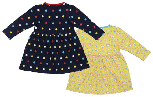 Image of Clothe Funn Baby Girls Full Sleeves Dress (12-18 Months, Combo:-2, Navy & Yellow (Pack of 2))