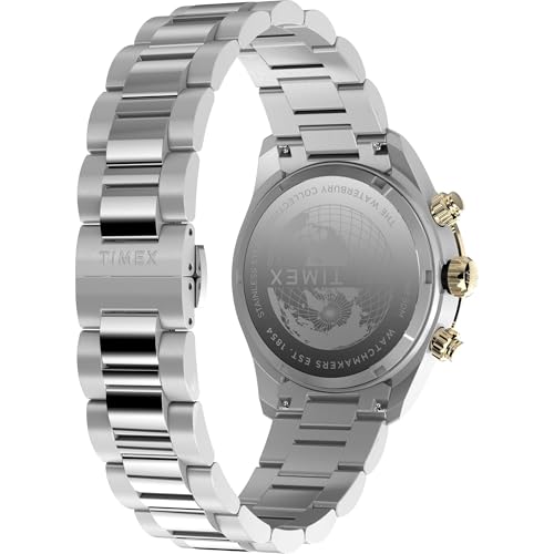 Image of TIMEX Waterbury Heritage Analog Black Round Dial & Silver Stainless Steel Bracelet Band Water Resistant Men's Wrist Watch - TW2Y24000IK