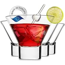 Crystalia Stemless Martini Glasses Set of 4, Cosmopolitan Margarita Set, Small Desert Cups, Cute Shrimp Cocktail Glass, Mini Cocktail Shot Glasses, 7 3/4 Ounces
