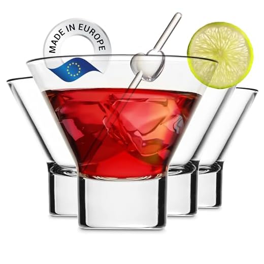 CRYSTALIA Copas de Martini Sin Tallo, 4 PZs, 230 ml, 100% Sin Plomo, Copas de Margarita, Vasos de Cóctel Sin Tallo, Mini Copas de Postre, Copa de Helado de Vidrio, Tazones de helado, Vasos de Martini
