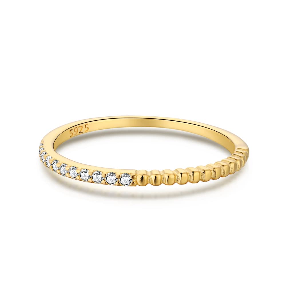 MISS JO 92.5 Sterling Silver Micro Set Half Eternity Ring, Wedding Band for Women, Elegant Whites Collection, Gift for Girls, BIS Hallmarked, Size 7 - Gold Polished (B0C6MMVQG9) Amazon Price History, Amazon Price Tracker