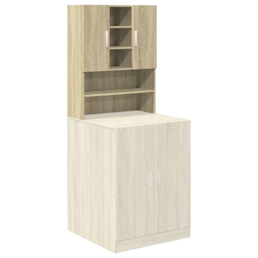 vidaXL Armario de Lavadora Roble Sonoma 70,5x24x90 cm, Armario para lavandería, Armario para cesto de Ropa, Estante para Lavadora, Armario para baño