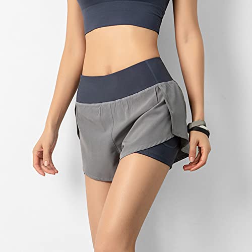 Short esportivo feminino 2 em 1 para corrida, treino, corrida, secagem rápida, shorts de ioga de alt