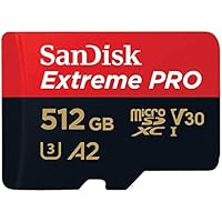SanDisk 512GB Extreme PRO microSDXC card + RescuePro Deluxe, up to 200 MB/s, with A2 App Performance, for smartphones, action cameras or drones UHS-I Class 10 U3 V30, Black