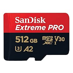 SanDisk Extreme PRO 512GB tarjeta microSDXC + adap...: Ahorra tiempo con velocidades de descarga en tarjeta de hasta 200 MB/s con la tecnología QuickFlow de SanDisk Per ottenere il massimo della velocità, utilizzala con SD e microSD PRO-READER di SanDisk Professional (vendute separatamente) Velocità di s...