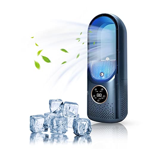 12-inch Bladeless Tower Fan with Cooling Mist (01#) - 8 speeds, 8-hour timer, remote, 90° oscillation