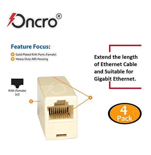 Image of Improved Pack of 4, RJ45 Extender Plug Network Broadband Ethernet LAN Cable Joiner /Jointer Coupler 8P8C extension Adsl Female to Female LAN Cable Adapter Connector (Plastic 4pc jntr-LAN)