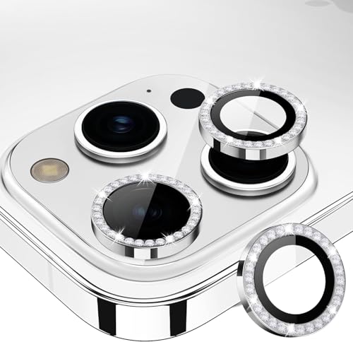 Image of CLITZ for iPhone 17 Pro /17 Pro Max Camera Lens Protector Bling, Individual Diamond Metal Ring with 9H Hardness, Scratch-Proof Camera Screen Protector Case Friendly (Silver Diamond)