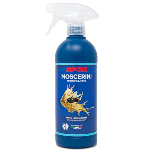 SIPOM MOSCERINI Detergente Spray Professionale per Auto, Scioglie ed Elimina Insetti e Macchie su Parabrezza, Carrozzeria e fari in modo Facile e Veloce, non Danneggia la Vernice 500ml, Made in Italy