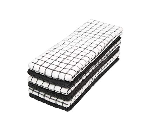 Image of Bumble Kitchen Towels (6 Pack) | 16 inch x 28 inch | 100% Cotton Dish Towels for Kitchen | 380 GSM | Soft, Highly Absorbent & Durable Dish Towels with Hanging Loop | Black