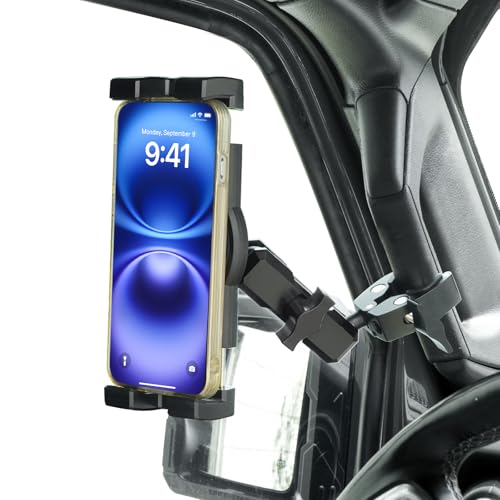 車載 スマホホルダー アシストグリップ トラック 携帯ホルダー 車 Aピラー 取っ手用 ハイエース200系対応 軽バン 商用車 スマートフォン＆タブレット兼用 360度回転 安定性拔群 金属アーム クリップ式 取り付け簡単
