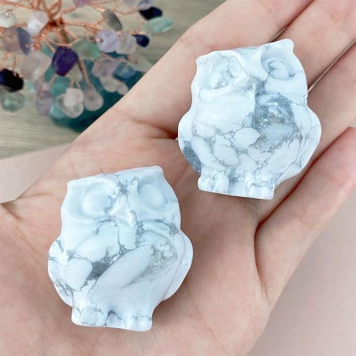 Miniatura 4 de YATOJUZI Decoración de búho howlita, cristales curativos naturales, blancas, lindas decoraciones, estatuas, estatuas, escultura, piedras preciosas