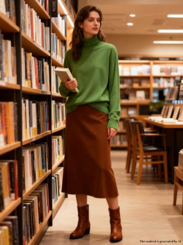Image of SANGTREE Women's Turtleneck Sweaters Long Sleeve Pullover Tops | Breathable Lightweight Fabric| Fall Winter Fashion Outfits| Perfect for Daily,Office,Vacations,Holiday,Family Gatherings Etc.