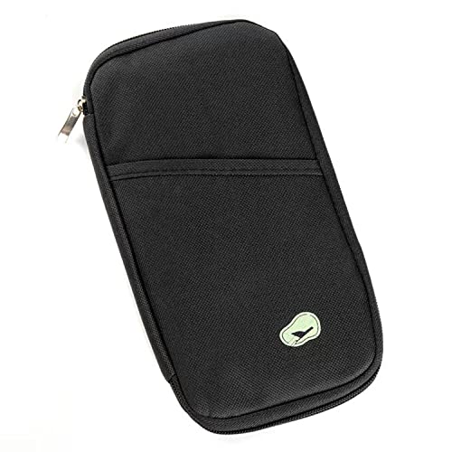 Portefeuille de Voyage Poche et Porte-Cartes de Crédit Pochette Passeport Pratique avec Poches Zippées pour Transporter des Documents de Billets d'argent pour Smartphone ,(Noir) Cover