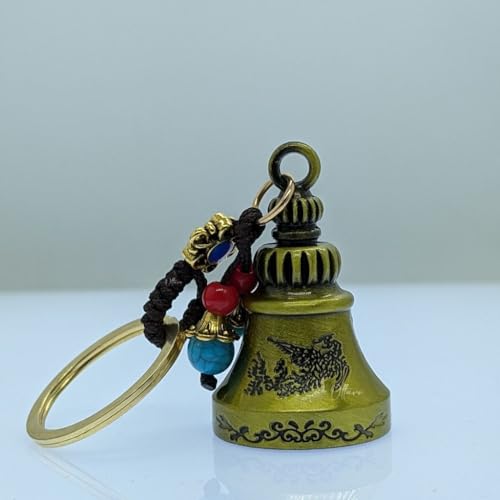 Image of OTTAVO Guardian Bell Keychain, Oxidized Copper, Tibetan Style, 5 cm Height, Good Luck Charm