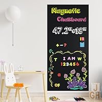 Magnetic Chalkboard Contact Paper for Wall (120 x 45 cm), Self-Adhesive Sheet with 79 Magnetic Letters & 12 Liquid Chalk Markers – Perfect for Learning, Drawing & Home Organisation