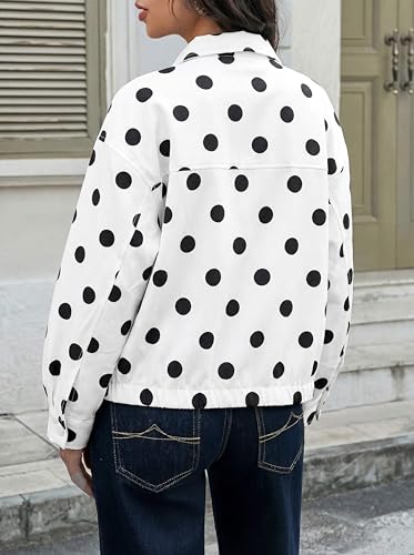 Image of Tankaneo Womens Polka Dot Zip Up Cropped Jackets