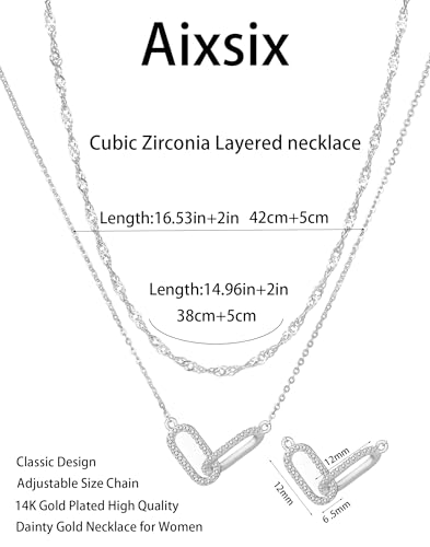 Gold Necklace for Women Dainty Layered Diamond Necklace Trendy 14K Gold Plated Paperclip Choker Necklaces Cute Minimalist Open Oval Star Necklaces Jewelry for Women Gifts