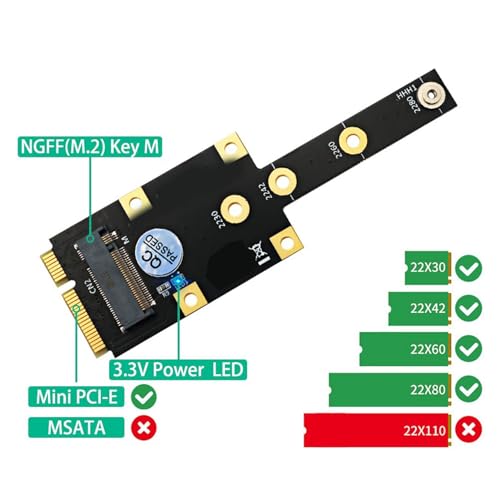 Adaptador SSD M.2 NVMe a mini PCIe para actualizar almacenamiento 2242 y 2280 4