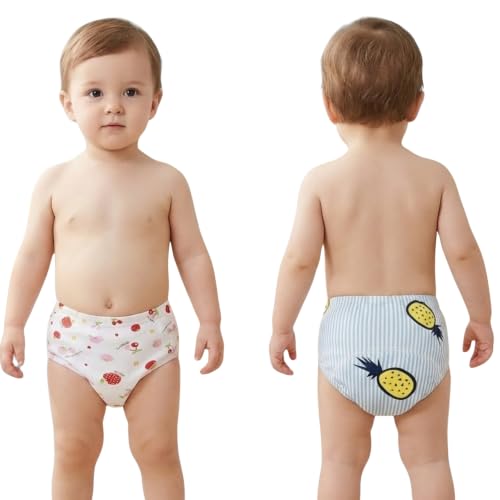 Image of Bembika Baby Training Pant Soft Cotton Reusable Potty Training Pants For Kids Leak-Resistant, Padded Underwear For Babies To Support Diaper Free Transition (M Size For 12-18 Months Pack Of 2)
