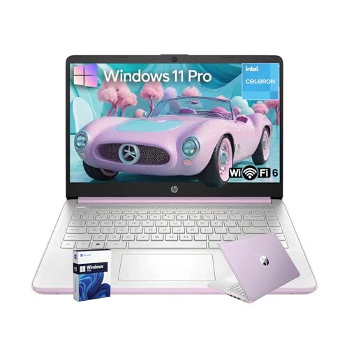 Image of HP 14 Laptop for Business and Students • 14 inch Anti-Glare Display • Intel 4-Core N150 Processor • Copilot AI • Windows 11 Pro • 16GB RAM • 128GB UFS • Wi-Fi 6 • Honey Lavender