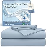Silver Infused Bed Sheets Set, Cooling Tencel Sheet with Self-Cleaning Technology for 3X Freshness Sleep, Hypoallergenic & Breathable sheet Perfect for Hot Sleepers & Sensitive Skin (Blue, Queen )