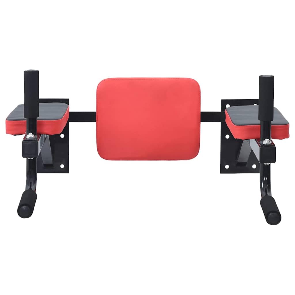 VidaXL Stazione per dips Nero e Rosso 72,5 x 70 x 31 cm, Palestra a Casa, Torre di Forza Moderna, Stazione d'Esercizio Compatta, Attrezzo Fitness Indoor per Calisthenics