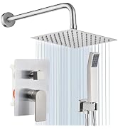 Shower Faucet Set Brushed Nickel Shower System Knob Switch Diverter with High Pressure Handheld S...
