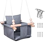 🎁【Diseño único de columpio de madera para bebés】El columpio de madera es una combinación de asiento columpio,respaldo y barra en T.Los columpios de madera para bebés son más delicados y hermosos.Los tornillos de expansión de acero inoxidable que proporcionamos hacen que el columpio de madera para bebés sea más estable y fuerte.Recomendado como regalo ideal para niños/bebés.