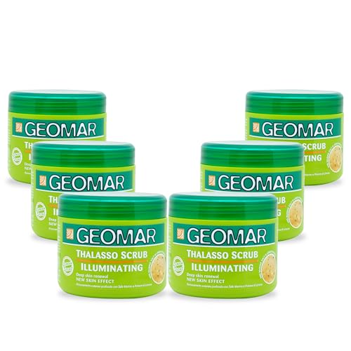 GEOMAR | Thalasso Exfoliante Iluminante, Renovación cutánea profunda, Efecto piel nueva, Con Sal Marino, Polvo de Limón y Oligoelementos del Mar Muerto, Made in Italy, 6 x 600 g