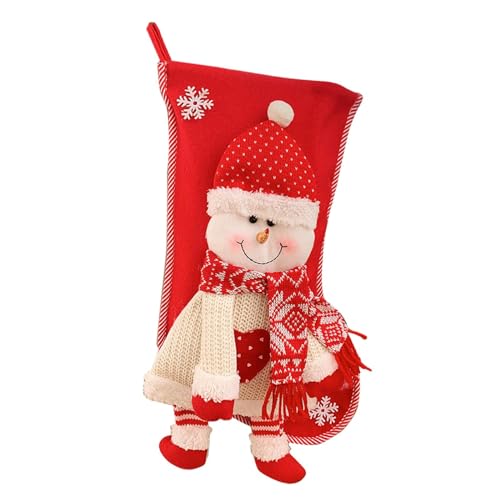 SM SunniMix Xmas Stockings Big Xmas Stockings Decoration 3D Socks Gift Bags Christmas Tree Hanging Decoration for Wall Family Boy, Christmas Snowman
