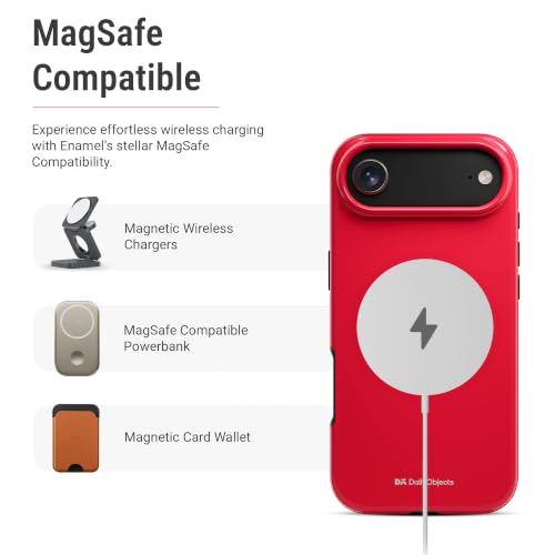 Image of DailyObjects Enamel Bumper MagSafe Case for iPhone Air Compatible with Mag-Safe Wireless Charging | Red Hybrid Magnetic Back Cover