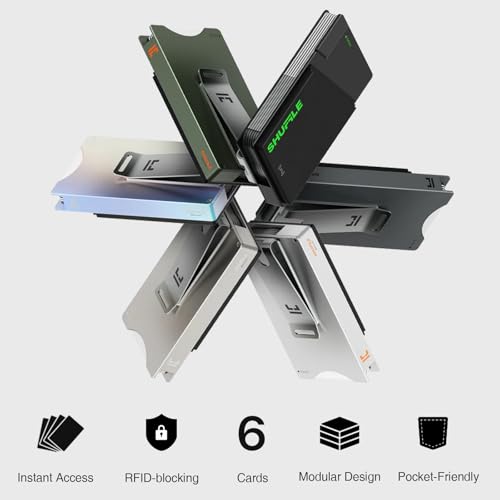 Shuffle Minimalist Wallet for Men, Smart RFID Wallet for Men with RFID Blocking, Aluminum, Digital Business Card, Metal RFID Card Holder, Men's Gift for Deck-of-Cards Open Money Clip(Polar lce)4