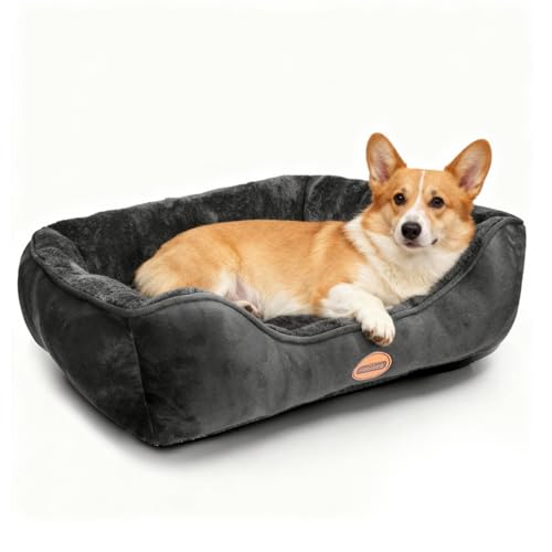 Nobleza - Cuccia per Cani Lavabile in Lavatrice, Cuscino Nido Morbido con Bordo Rialzato & Antiscivolo per Cani Medi/Grandi, 77x67 cm (Nero) - L