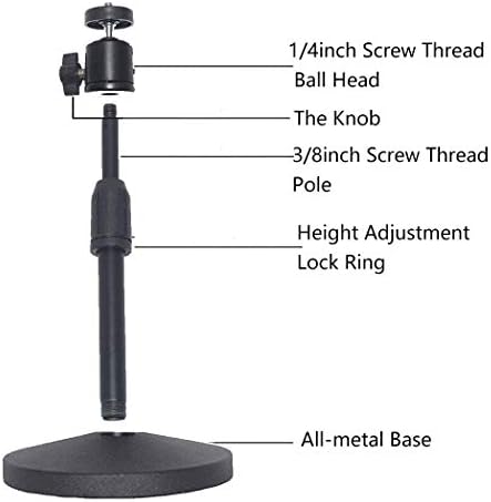Desktop Mini Projector Stand, Angle Adjustable Stand with 1/4in Mounting Screw, Length 7.87-11.02in/20-28cm, Load 4.4lbs. for Projectors, Mic, Cameras, CCTV, DV, Webcam, SLR, or LED Desktop Light