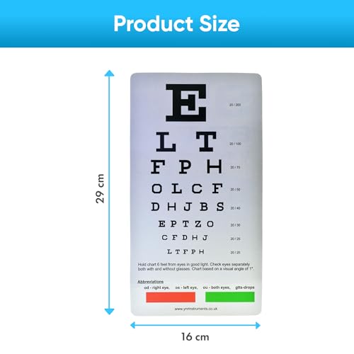 Image of Pocket Eye Chart, 2 in 1 Snellen Eye Chart, Rosenbaum Pocket Eye Chart, Handheld Double Sided Plastic Eye Chart for Eye Exams