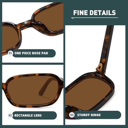 WOWSUN Retro Rectangle Sunglasses Womens Small Trendy 90s Sun Glasses Sunnies UV400 Protection3