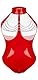 SEAUR Jumpsuit Damen Eng Wetlook Pu Leder Party Katzenkostüm Nachtwäsche Aushöhlen Bodycon Dance Glossy Tights Bühnenkostüm Turnanzug Leotards Rot